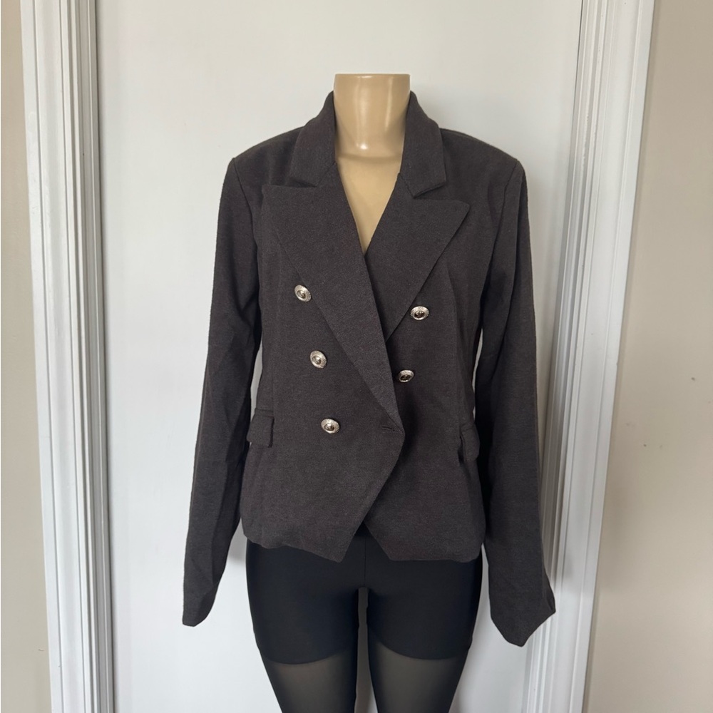 Charcoal military style Blazer size large nwt
